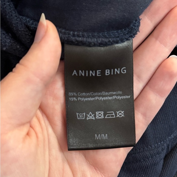 Anine Bing Sport Navy Sweatpants with Gold Embroidery - Picture 10 of 11